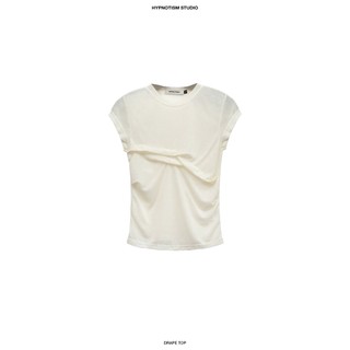 HYPNOTISM |"DRAPE TOP" Áo thun ôm cotton nhún 2 lớp streetwear cá tính