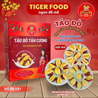 Táo Đỏ Kẹp Sữa Nhân Hạt Điều Mix 3 Vị TIGER FOOD Táo đỏ Tân Cương kẹp sữa nhân hạt điều - Đồ ăn vặt kẹo snack thức ăn