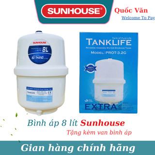 Bình áp nhựa 8 Lít Sunhouse - Tặng kèm van bình áp - Bảo hành 6 tháng