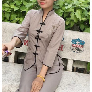 Cổ Tàu Nữ #Jacket Top Kem Dress Women # Đồ Lam Đi Chùa