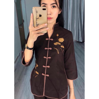 Cổ Tàu Nữ #Jacket Top Kem Dress Women # Đồ Lam Đi Chùa
