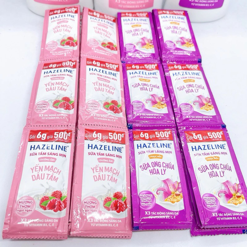 Sữa Tắm Hazeline Ong Chúa,Yến Mạch dạng gói nhỏ tiện lợi( 6g )dây 12gói.