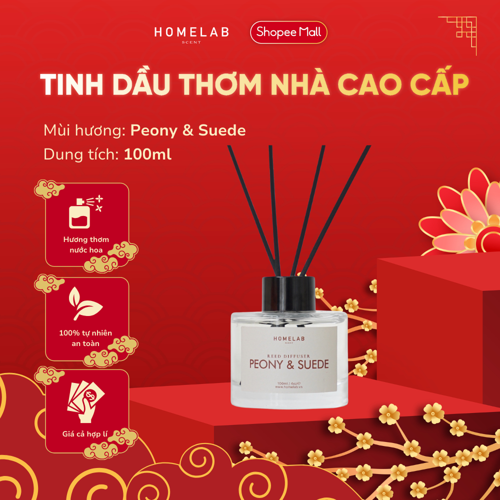 Ảnh Nước hoa thơm phòng cao cấp mùi nước hoa PEONY & SUEDE - JO Mlone mùi hương sang trọng, tinh khiết 100ml_HOMELAB 1