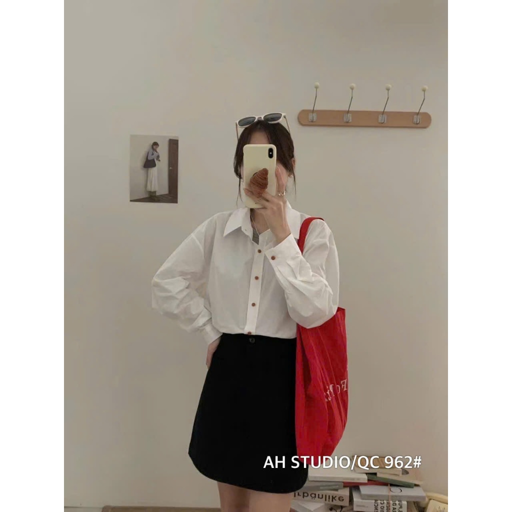 Áo sơ mi trơn hàn dài tay form rộng hàng qcl1 A962