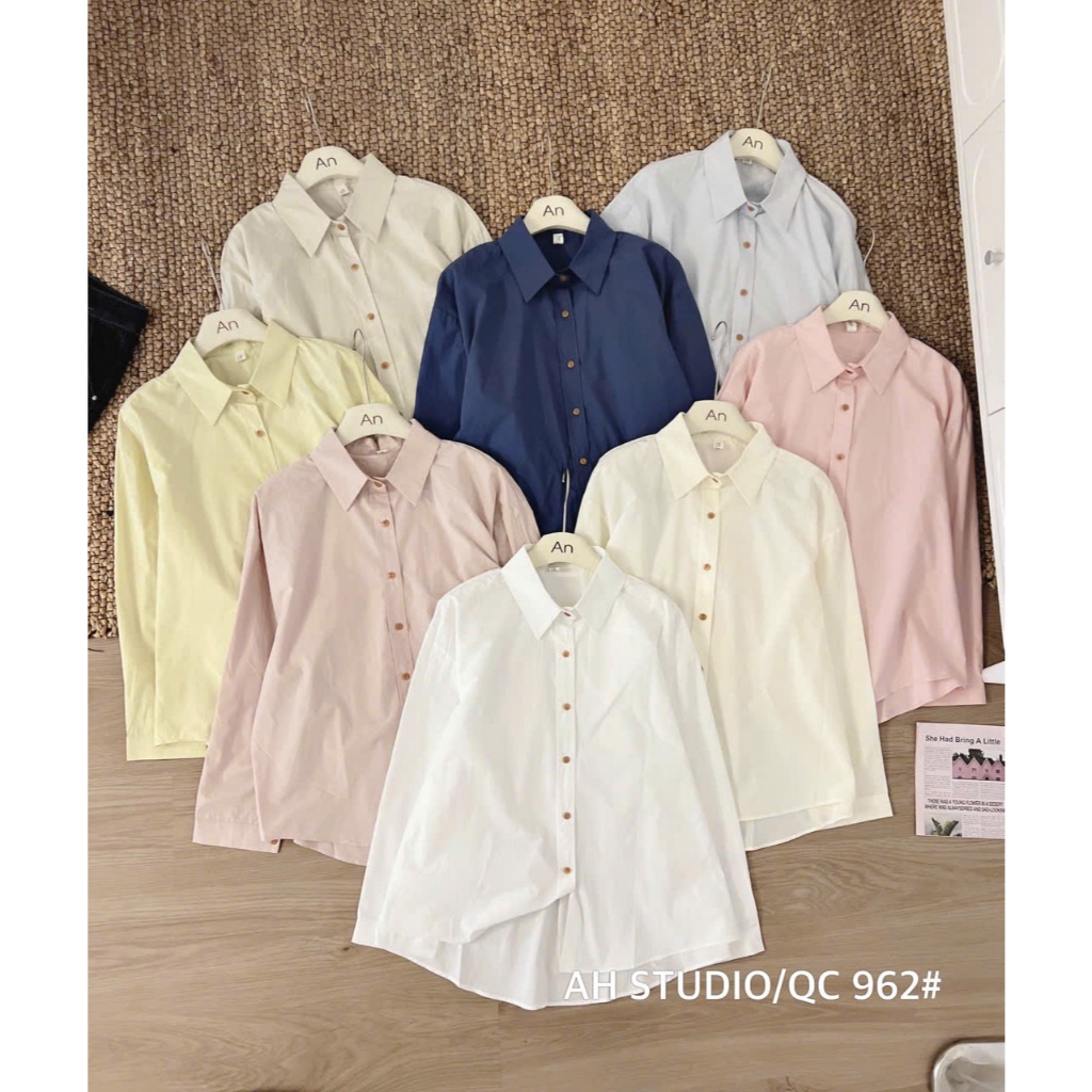 Áo sơ mi trơn hàn dài tay form rộng hàng qcl1 A962