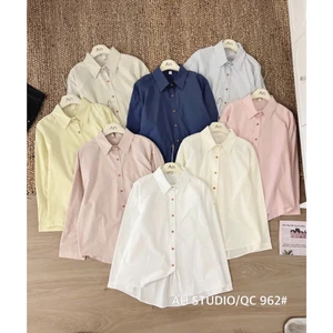 Áo sơ mi trơn hàn dài tay form rộng hàng qcl1 A962
