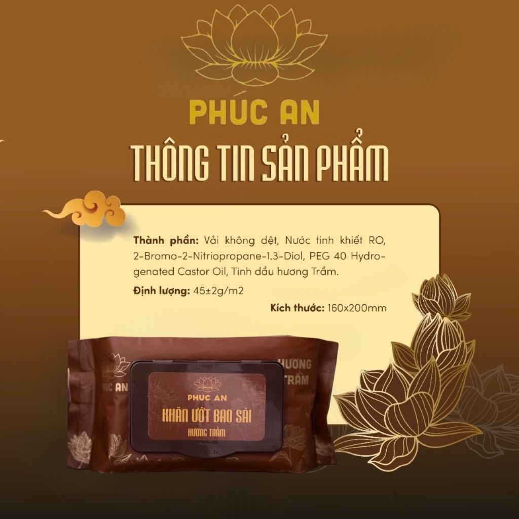 1 Gói 80 khăn ướt bao sái ban thờ Phúc An, khăn lau ban thờ(Hương Trầm Ngũ Vị )
