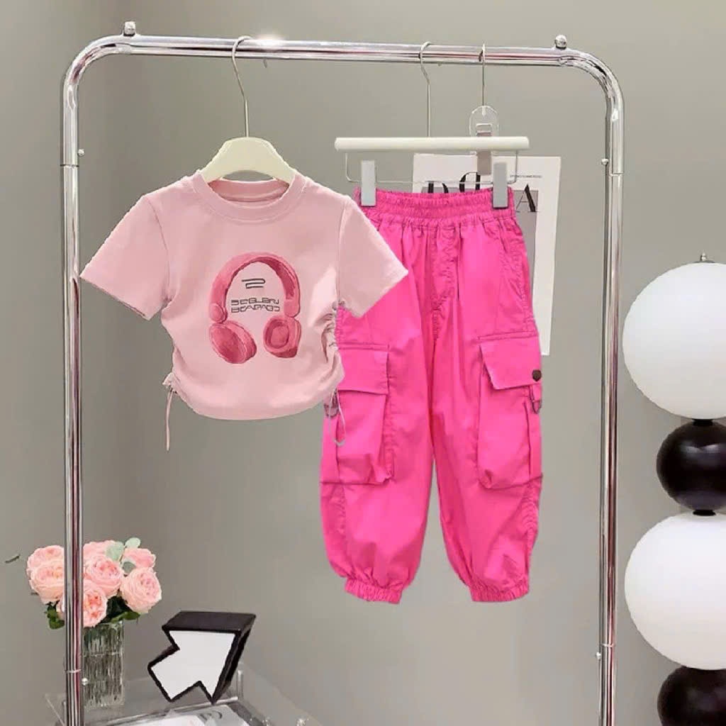 Sét quần dài bé gái bộ thể thao bé gái áo form croptop cho mẹ và bé gái 13-55kg