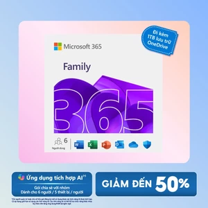 Phần mềm Microsoft 365 𝐅𝐀𝐌𝐈𝐋𝐘 | 12 tháng | Dành cho tối đa 6 người| 5 thiết bị / người