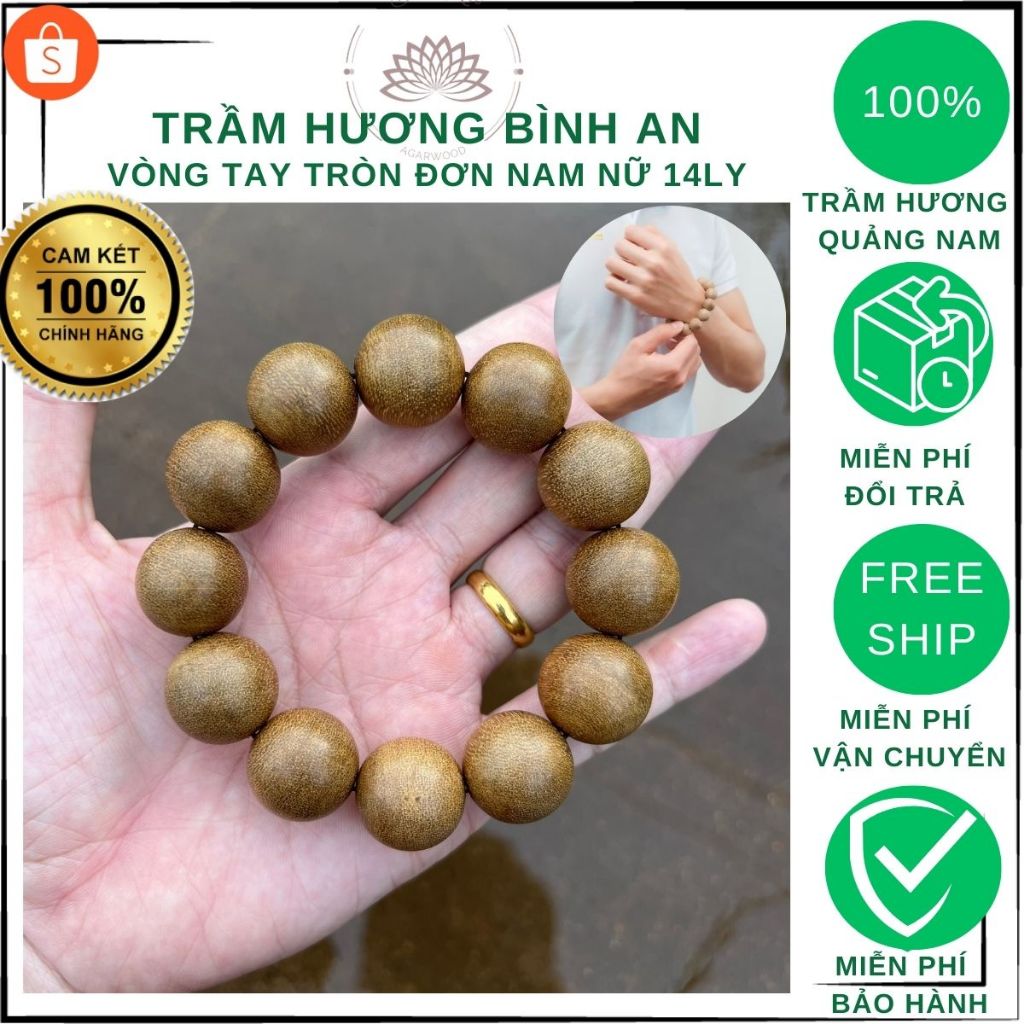 Vòng Tay Trầm Hương Tốc Tự Nhiên Cao Cấp Hạt Tròn Đơn - Vòng Tay Phong Thủy - Size Nữ 10ly 12ly 14ly 16ly 18ly.