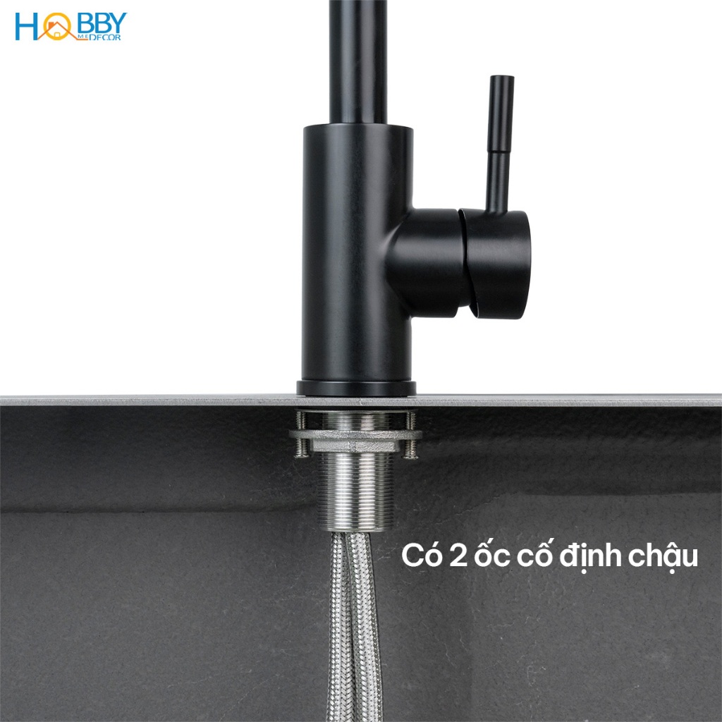 Vòi rửa chén nóng lạnh inox 304 sơn đen Hobby home decor CRC4
