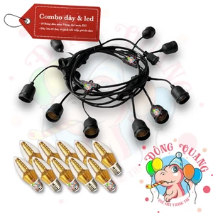 COMBO [Dây 10 Bóng LED] / [10 Bóng LED] / [Dây Chui Đèn 5m] Gắn Lồng Đèn Hội An (size 30-40-60cm)