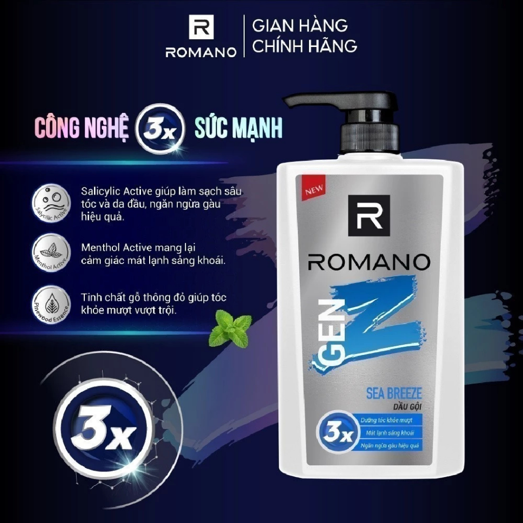 Combo Sáp ngăn mùi cho nam Romano 50g + Dầu gội GenZ 610g