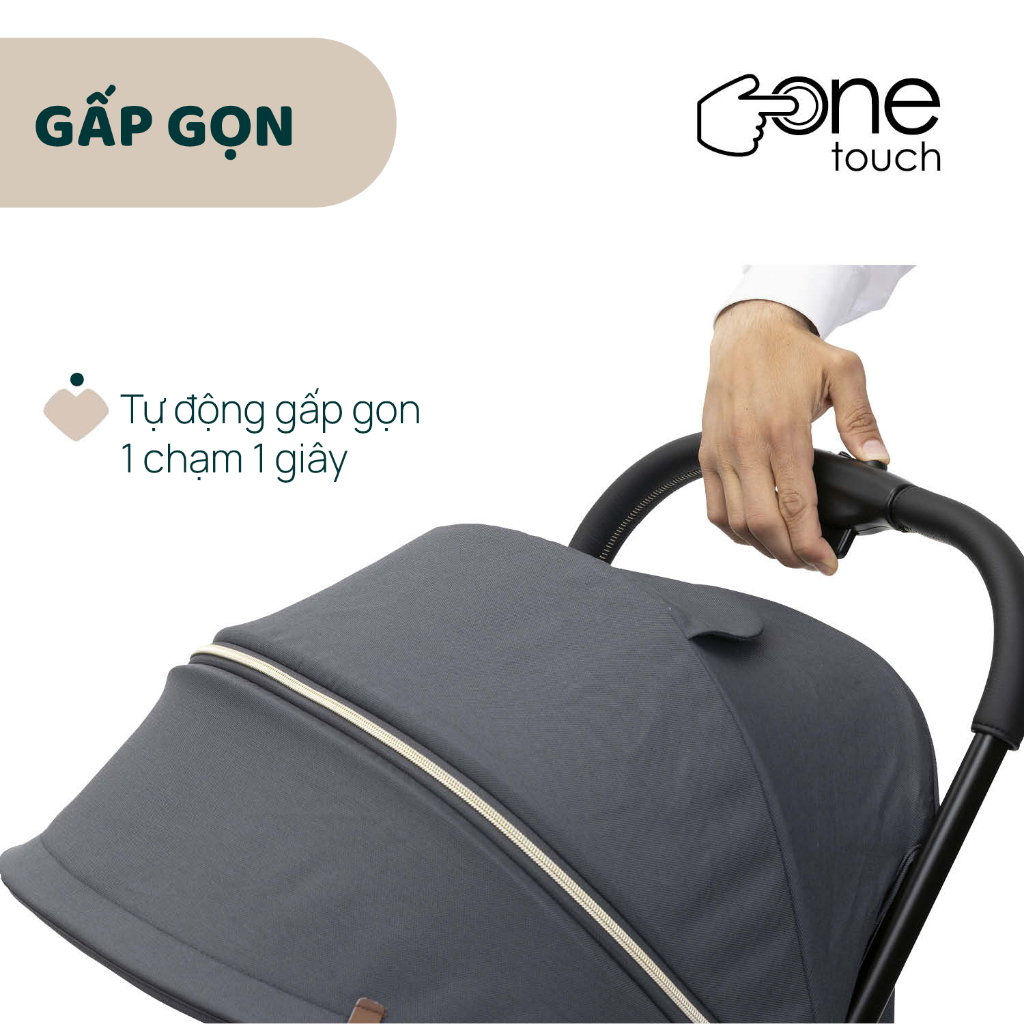 Xe đẩy gấp gọn tự động Chicco Goody Xplus - Màu Xanh ghi/Xám ngọc trai/Màu xanh ánh rêu