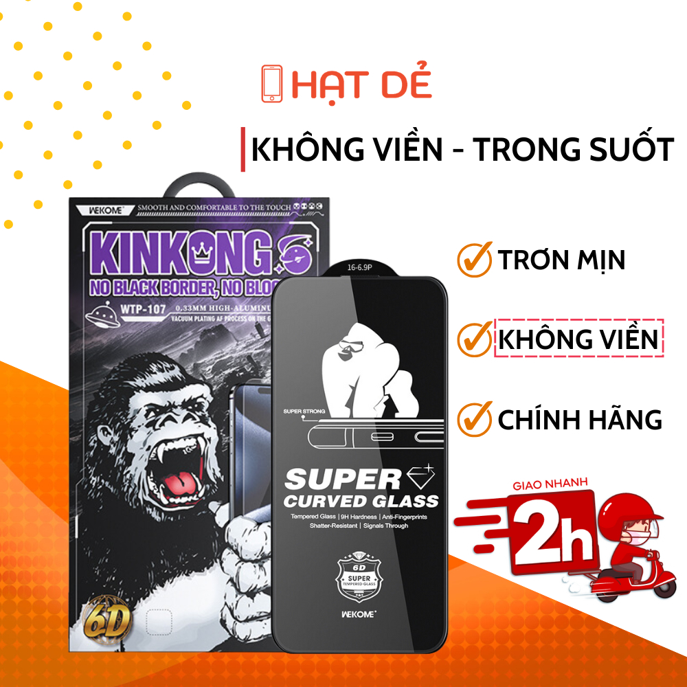 Kính Cường Lực Không Viền Trong Suốt Chính Hãng WTP-107 Cho 14/15/16/Pro/Pro Max