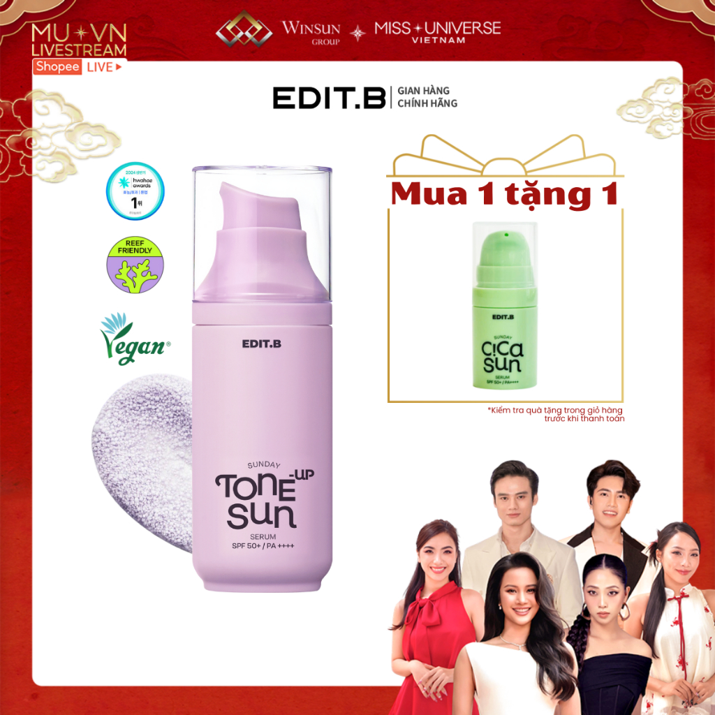 [Livestream MUVN x EDIT.B] Kem Chống Nắng Nâng Tone Edit.B Sunday Tone ...