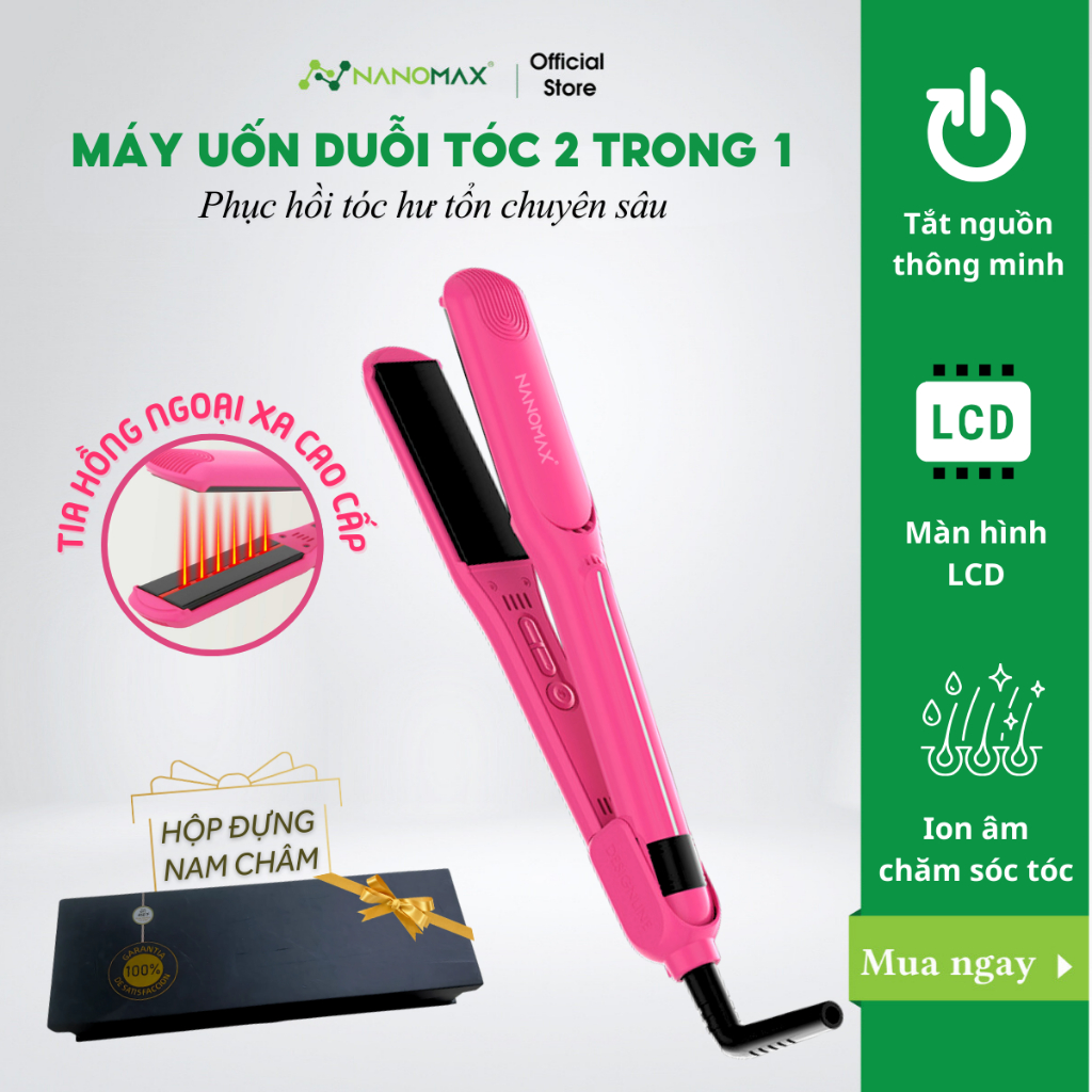 Ảnh Máy Uốn Duỗi Tóc Nanomax MD-V020, Công Nghệ Hồng Ngoại, Bổ Sung Ion, Màn Hình Led Điều Chỉnh Nhiệt Độ, Tự Động Tắt 1