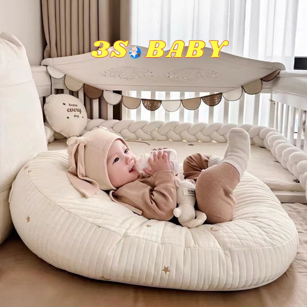 Gối chống trào ngược cho bé sơ sinh Boona đệm chống trào ngược vải xô muslin trần bông organic HT08