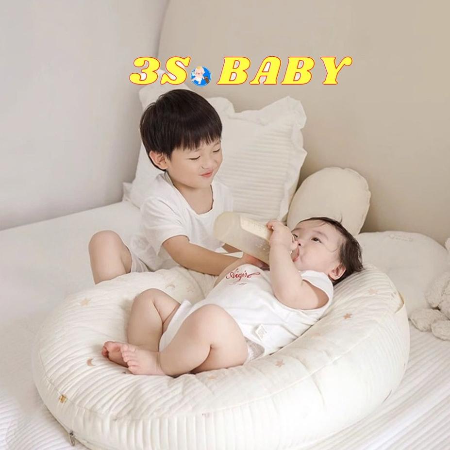 Gối chống trào ngược cho bé sơ sinh Boona đệm chống trào ngược vải xô muslin trần bông organic HT08