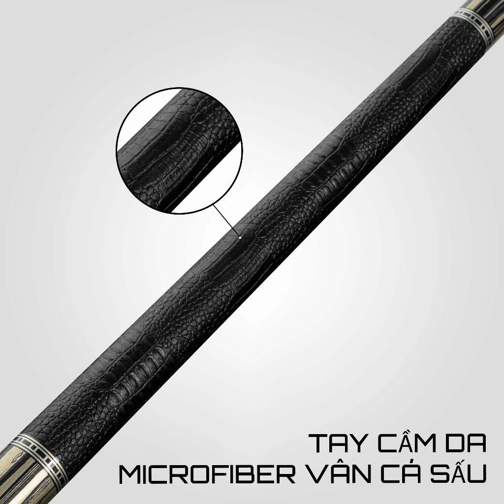 Ảnh Gậy bida lỗ Rhino RETRÔ Pale Moon Ebony - Tay Cầm Da Microfiber Cá Sấu - Ngọn Carbon Cao Cấp - Chính Hãng 3
