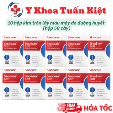 ✅ 10 hộp kim tròn, kim lấy máu Sinocare cho máy đo đường huyết - 1 hộp 50 cây