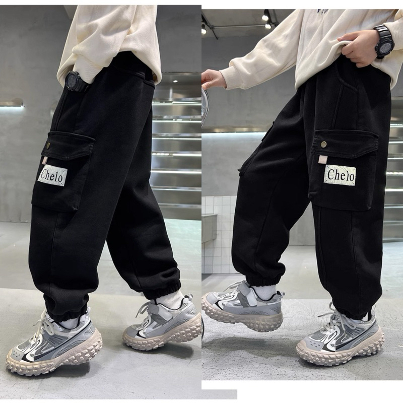 Quần kaki trẻ em quần dài LÓT LÔNG bé trai size từ 25-55kg dáng rộng hàng QC cao cấp