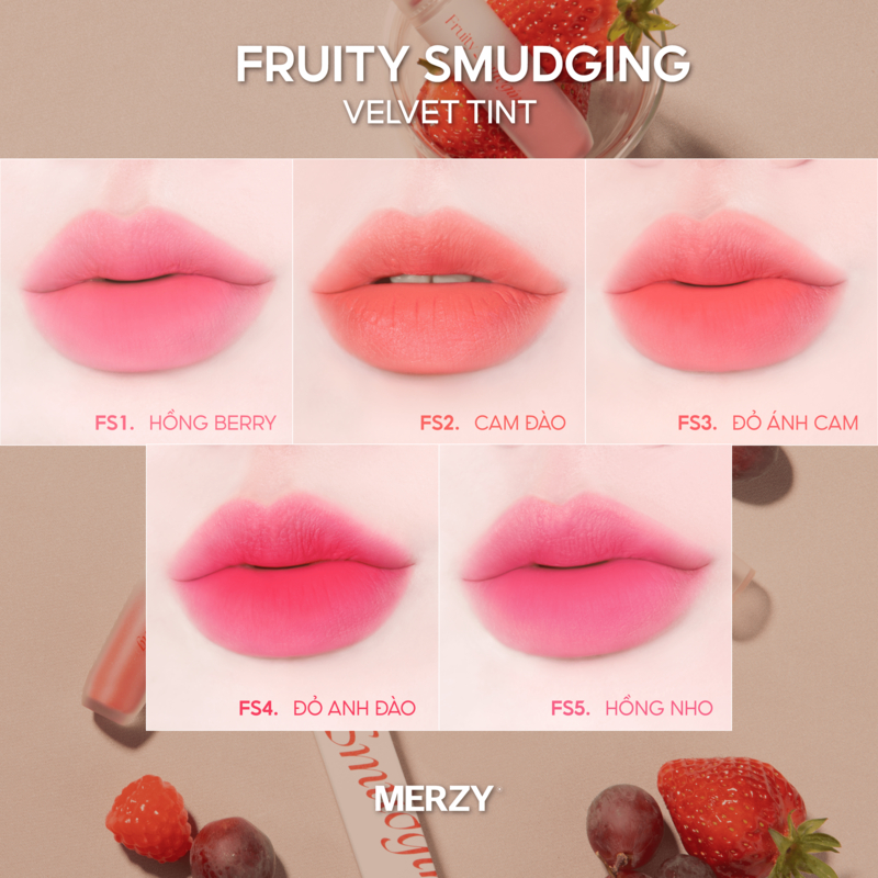 Ảnh Son Kem Lì Mịn Mượt Merzy Fruity Smudging Velvet Tint 3.5g 1