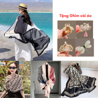 IK [TẶNG GHIM CÀI ÁO] Khăn Choàng Cổ Lụa Dáng Dài Đi Biển 180x90cm K263