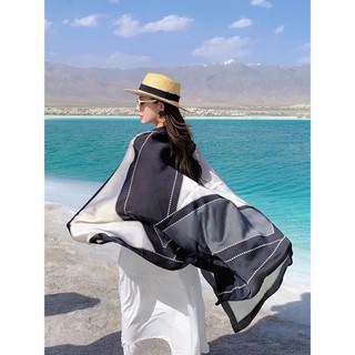 IK [TẶNG GHIM CÀI ÁO] Khăn Choàng Cổ Lụa Dáng Dài Đi Biển 180x90cm K263