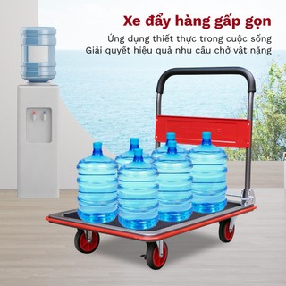 Xe đẩy hàng FUJIHOME SH300N sàn thép 4 bánh, tải trọng 250-300kg - Bảo hành 12 tháng, gấp gọn tiện lợi