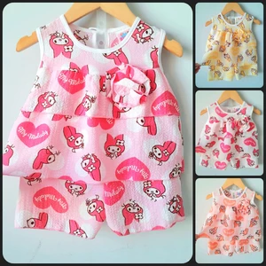 Set đồ bé gái 7 - 13kg, vải đũi xốp mềm, may bèo 2 tầng dễ thương, vải ko xù, hình rõ nét