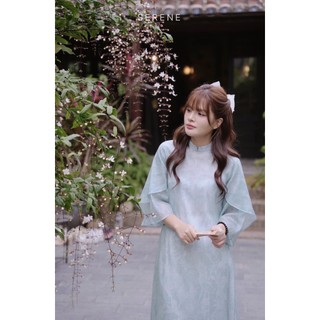 Áo dài NHƯ NGUYỆN chất vải tơ óng in hoạ tiết độc quyền có tay lửng kiểu by Serene