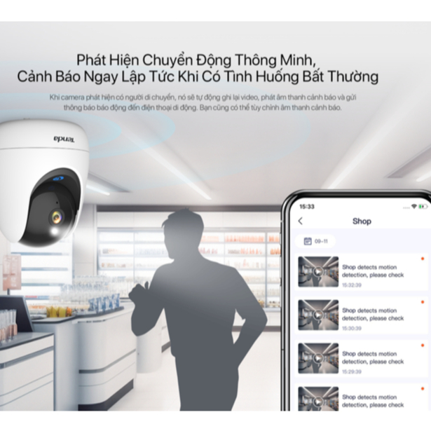 Ảnh Camera Wifi Tenda Trong Nhà RP3 Pro FHD 3MP,2K Quay Quét 360°| Đàm Thoại 2 Chiều | ban đêm CCTV 4