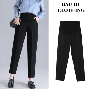 Quần Bầu Dáng Baggy Chất Tuyết Mưa Có Đáp Và Chun Điều Chỉnh Bụng Quần Bầu Công Sở Chất Tuyết Mưa