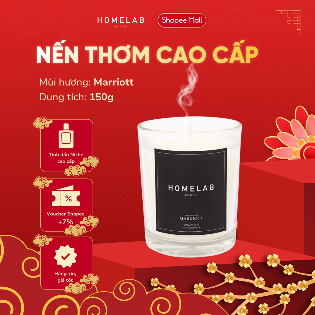 Ảnh Nến thơm mùi khách sạn 5 sao JW MARRIOTT mùi hương sang trọng, tinh khiết 150g_HOMELAB 1