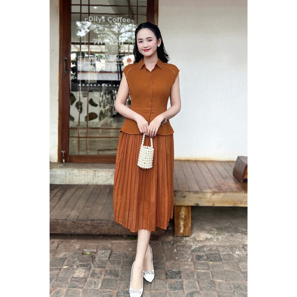 Ảnh Đầm Xòe Peplum Dập Ly Dáng Dài, Váy Liền Thanh Lịch L63L24Q050 4