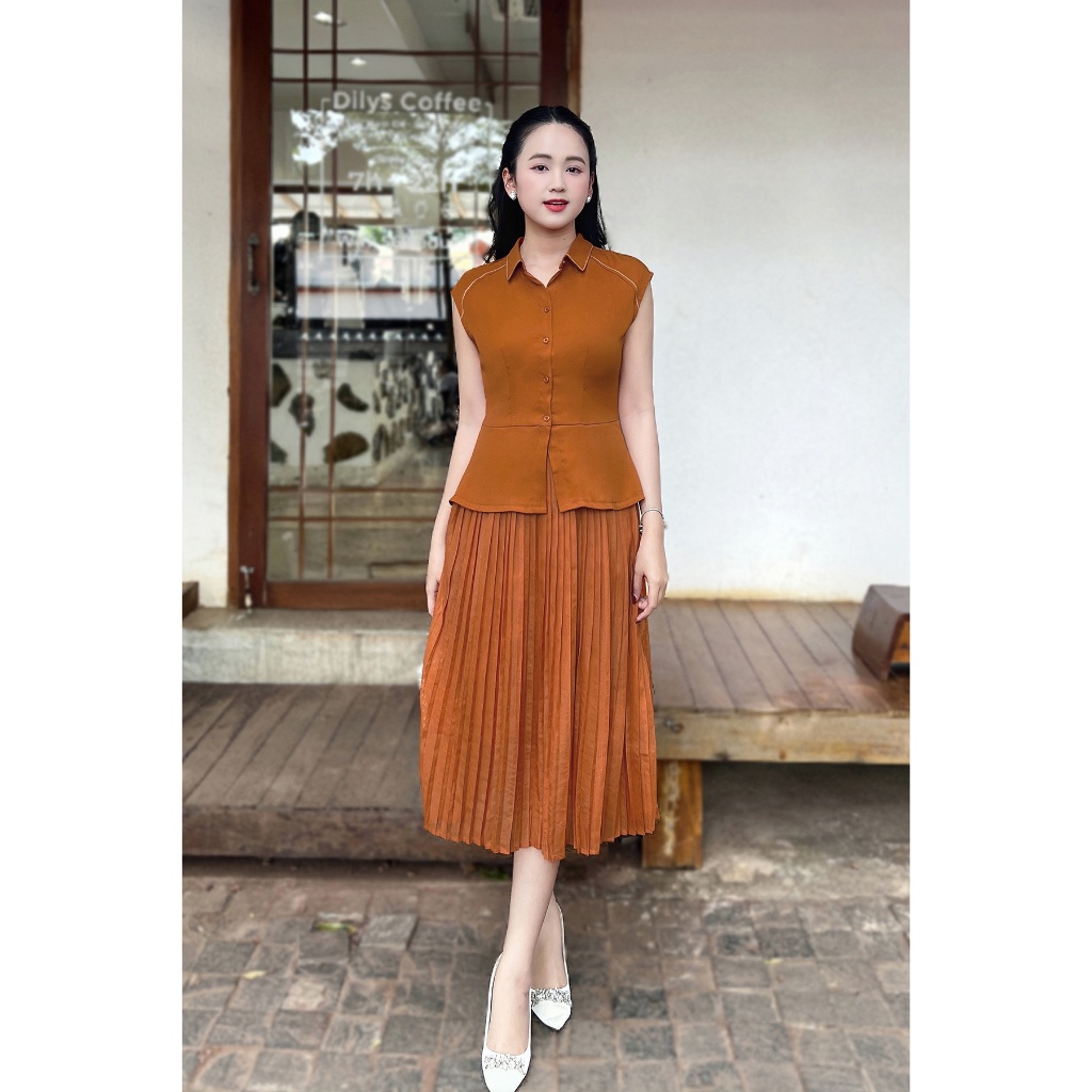 Ảnh Đầm Xòe Peplum Dập Ly Dáng Dài, Váy Liền Thanh Lịch L63L24Q050 1