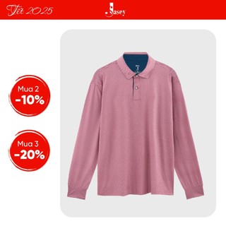 Áo polo nam  dài tay JASEY, áo dài tay dáng suông màu đỏ mã 1114