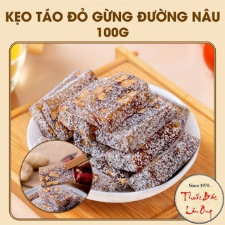 Bánh gừng táo đỏ đường nâu 100g, kẹo gừng táo đỏ, ít ngọt, thơm, dẻo, cay, ăn vặt, tốt cho sức khỏe