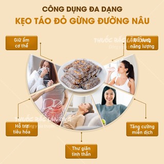 Bánh gừng táo đỏ đường nâu 100g, kẹo gừng táo đỏ, ít ngọt, thơm, dẻo, cay, ăn vặt, tốt cho sức khỏe