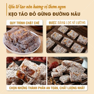 Bánh gừng táo đỏ đường nâu 100g, kẹo gừng táo đỏ, ít ngọt, thơm, dẻo, cay, ăn vặt, tốt cho sức khỏe