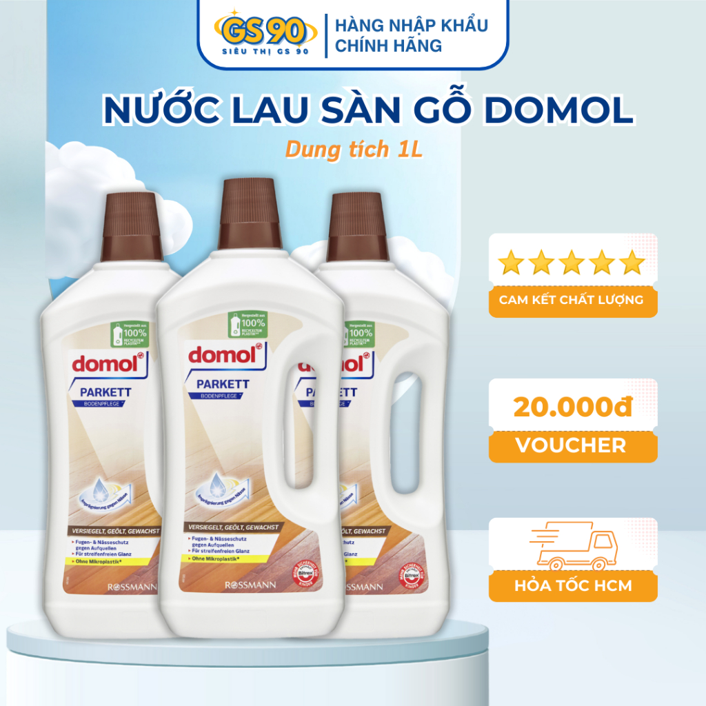 Nước Lau Sàn Gỗ Domol Parkett Bodenpflege 1L giúp giữ màu và bóng gỗ, chống mọt và bám vân gỗ