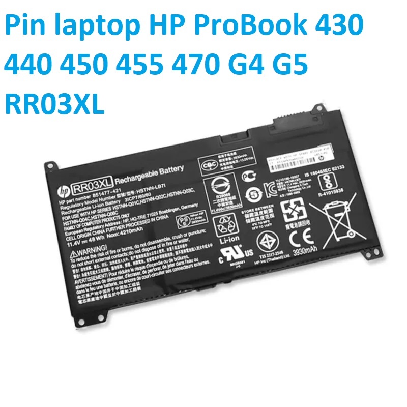 ⚡ Pin laptop HP ProBook 430 440 450 455 470 G4 G5 RR03XL | Shopee Việt Nam