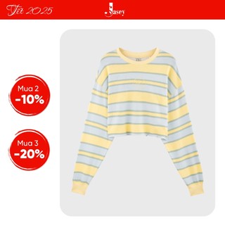 Áo nỉ nữ dáng crotop JASEY, áo thu đông dài tay hở eo chuẩn size mã 3163