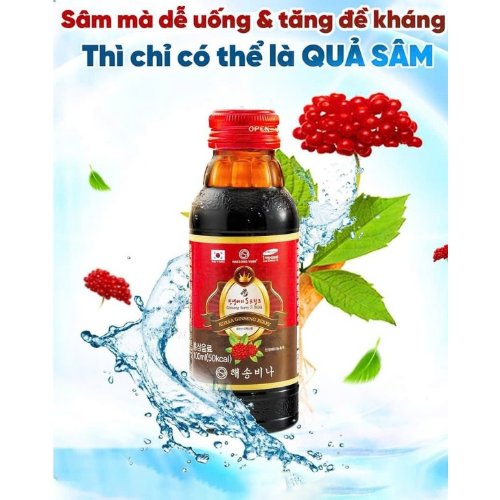 NƯỚC UỐNG QUẢ SÂM HÀN QUỐC - GINSENG BERRY SDRINK - DẠNG CHAI - 10CHAI/ HỘP