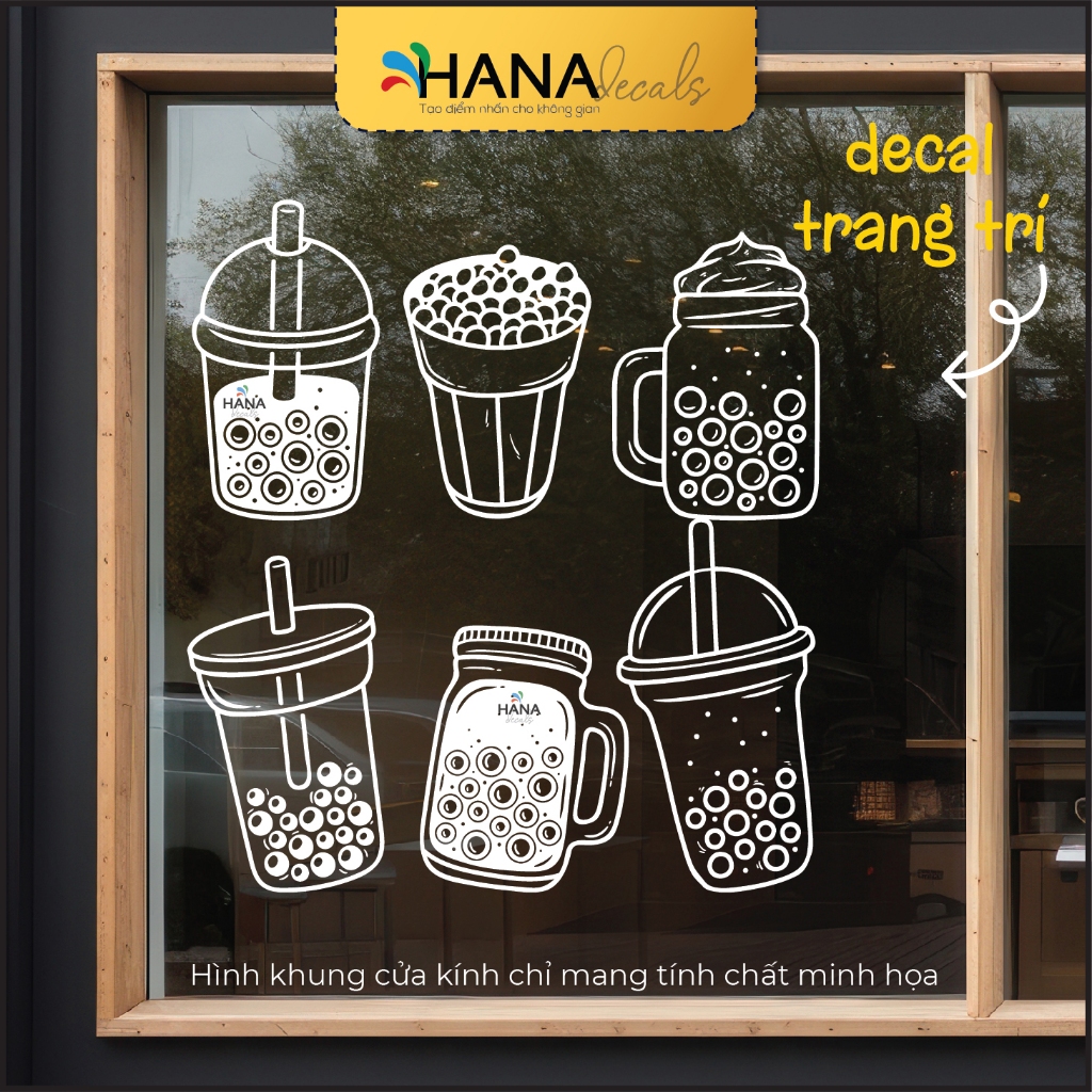 Sticker Trang Trí Quán Trà Sữa Quán Cafe Decal Trang Trí Dễ Dán - Hana ...