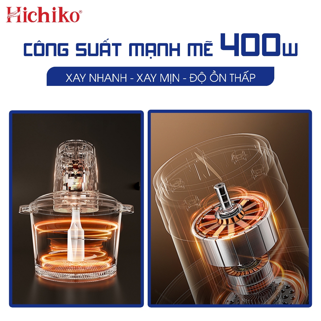 Máy Xay Thịt Đa Năng Hichiko, 4 lưỡi xay 2 lớp, 2 mức độ xay, inox 304 cao cấp HC9912