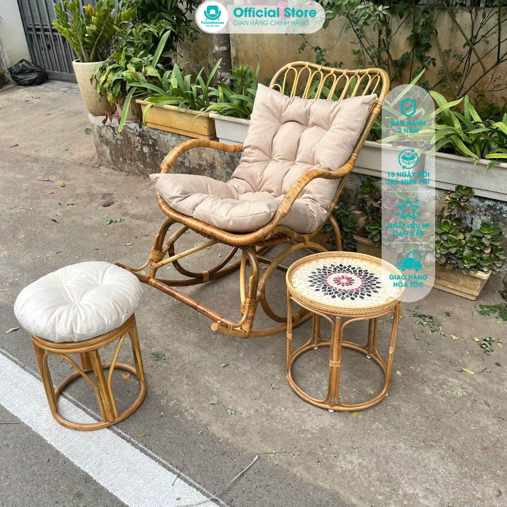 Chất Lượng Ghế Bập Bênh Mây Tự Nhiên Futurehomes Thư Giãn Cho Người Lớn Tuổi Tiêu Chuẩn
