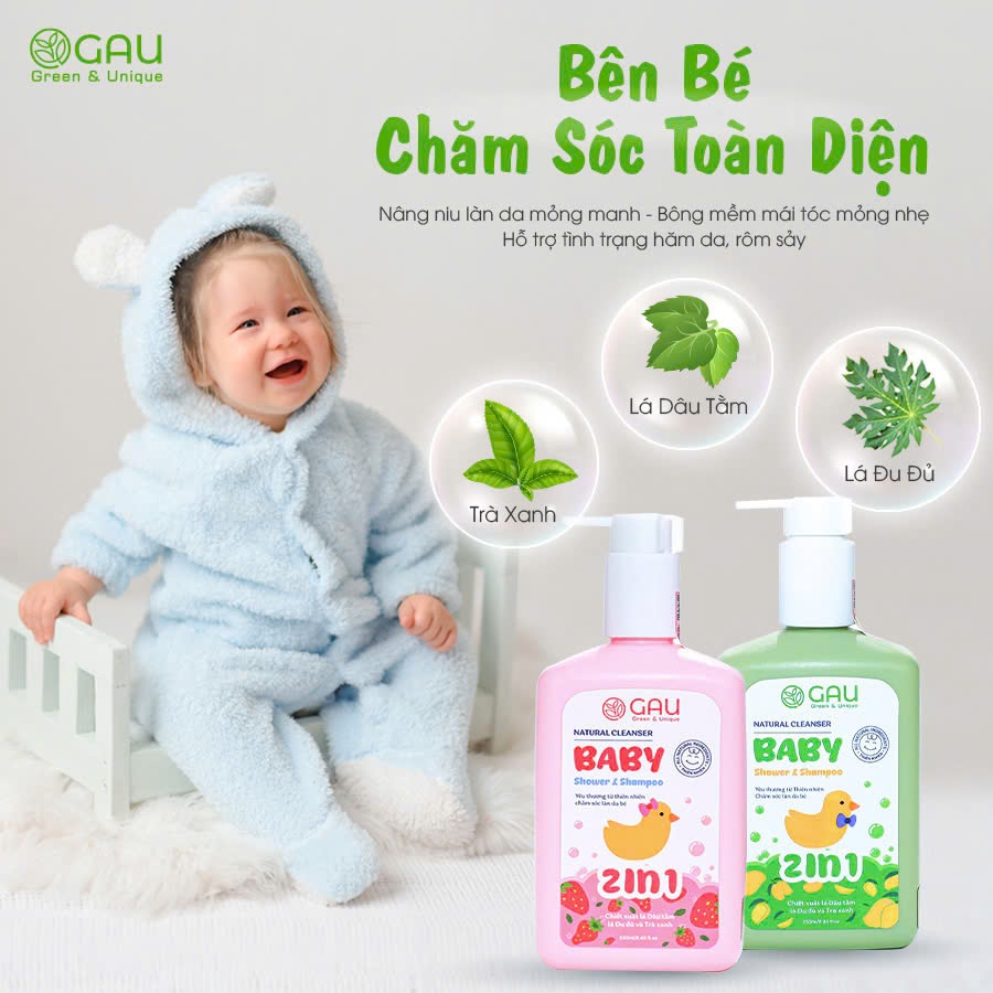 Sữa tắm Bé An Lành Hoàn toàn Tự Nhiên hương Dâu 250ml _chính hãng GAU dành cho trẻ từ 0 tuổi