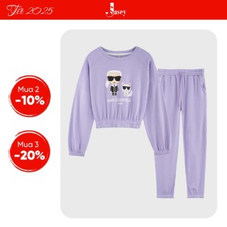 Bộ nỉ nữ thời trang JASEY, bộ thu đông nỉ nữ dáng suông chuẩn size mã 4504